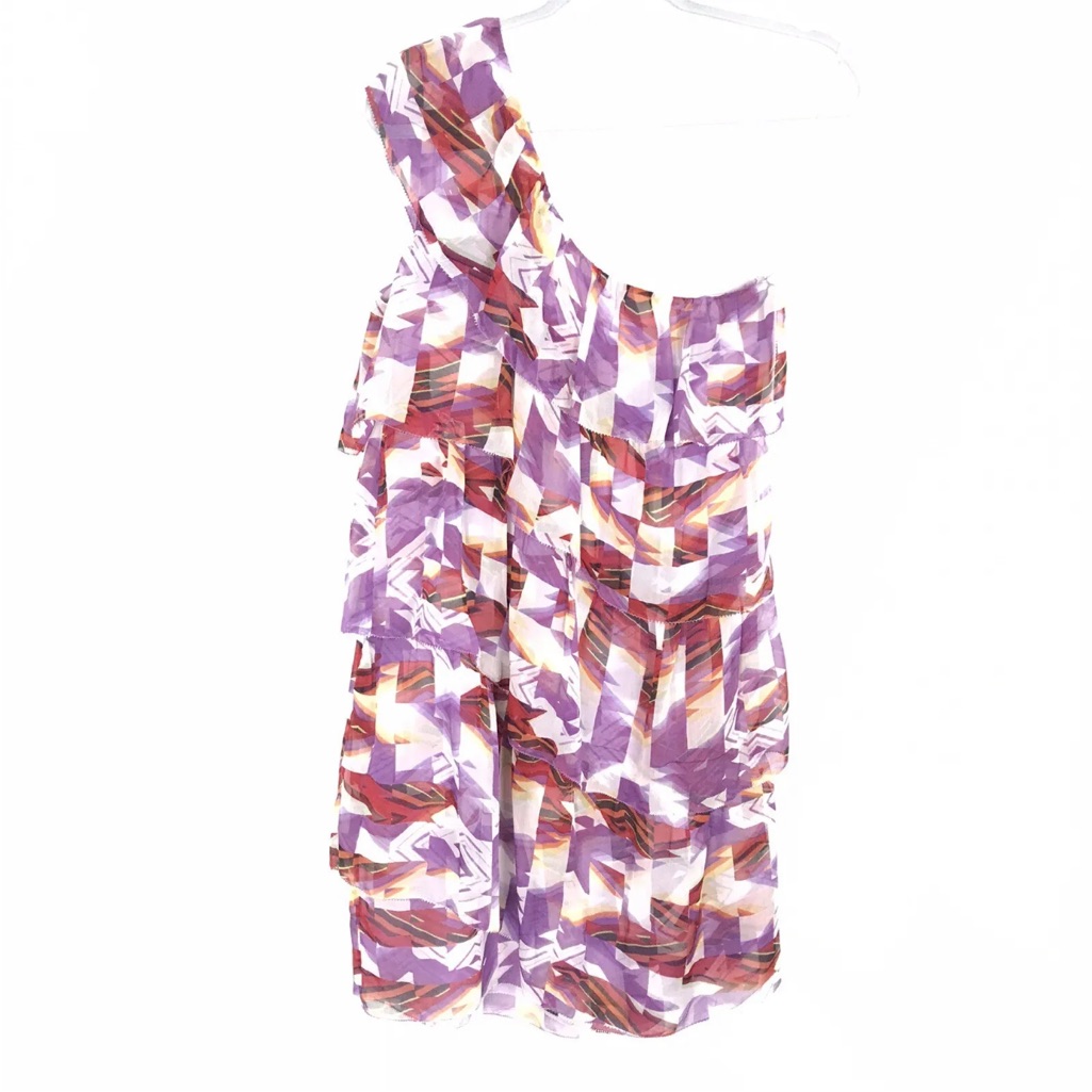 Custo Barcelona 1-Shoulder Layered Dress 100% Silk Size 40